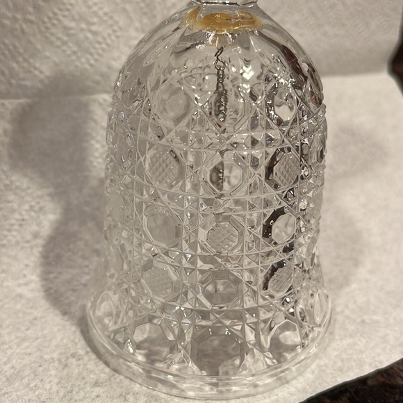 Vintage 7” Clear Crystal Glass Hand Held Etched Bell - Picture 3 of 15
